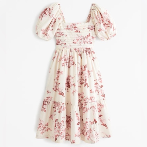 Abercrombie & Fitch Dresses & Skirts - Abercrombie & Fitch Emerson Poplin Pink and Cream Floral Midi Dress Size Small